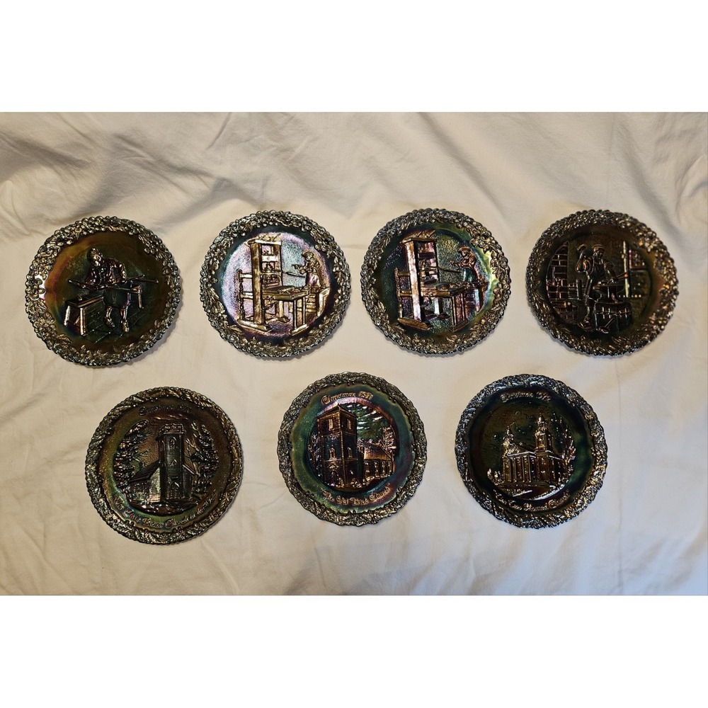 Lot Vintage Fenton Amethyst Carnival Glass Early Am Craftsman & Xmas Plate